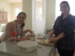 Bree & Erin preparing the ingredients